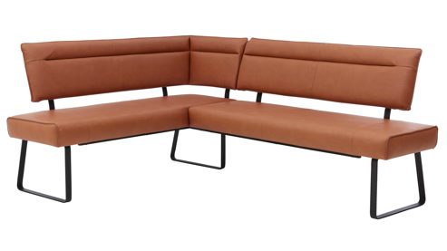 Eckbank Lederoptik in dunklem Orange