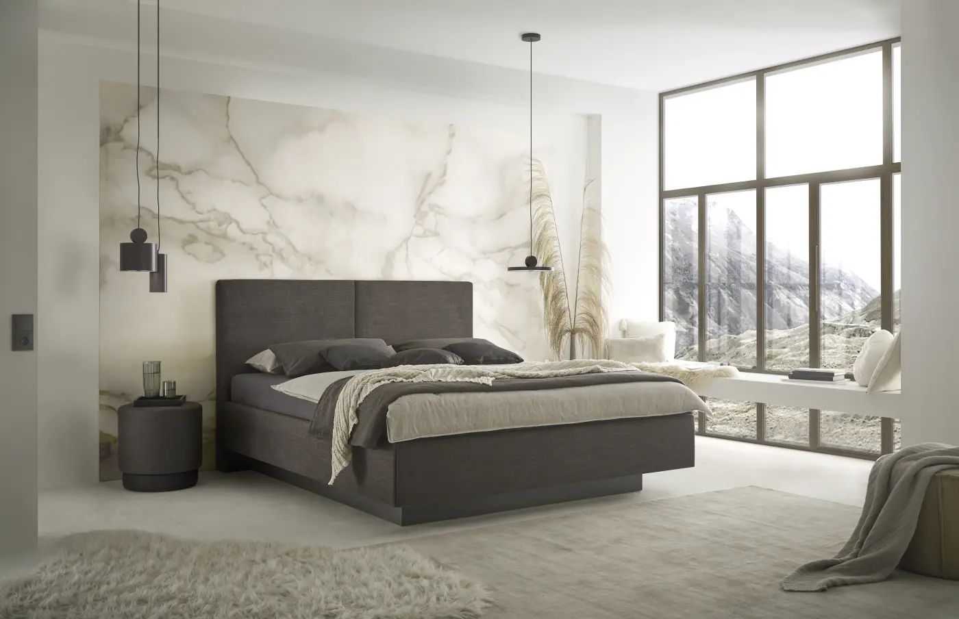 Boxspringbett mit Double-Wendematratze und Staurau
