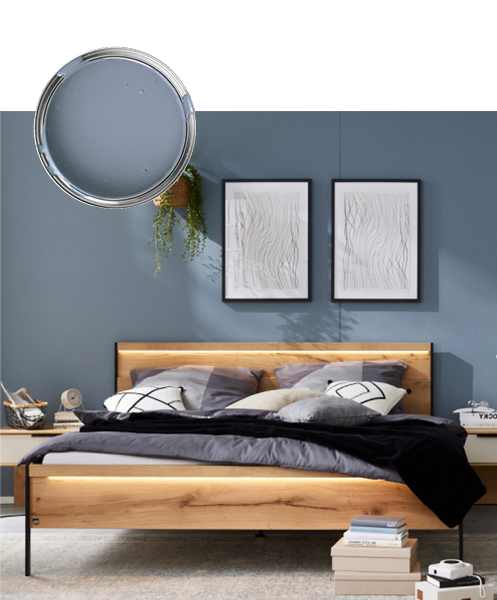 Grau-Blaue Wandfarbe