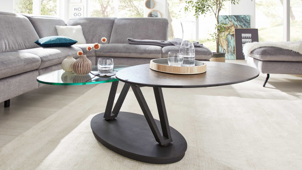 Couchtisch in schwarz mit Glas