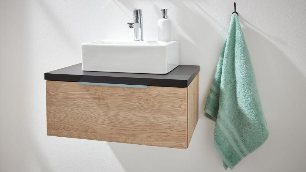 Badezimmer Waschbecken Holzoptik