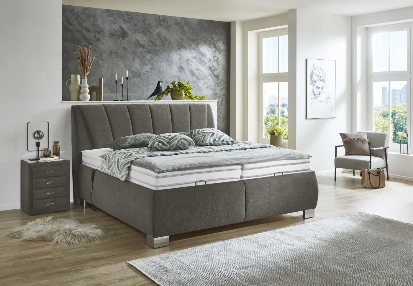 Polsterbett 180x200 cm – anthrazit