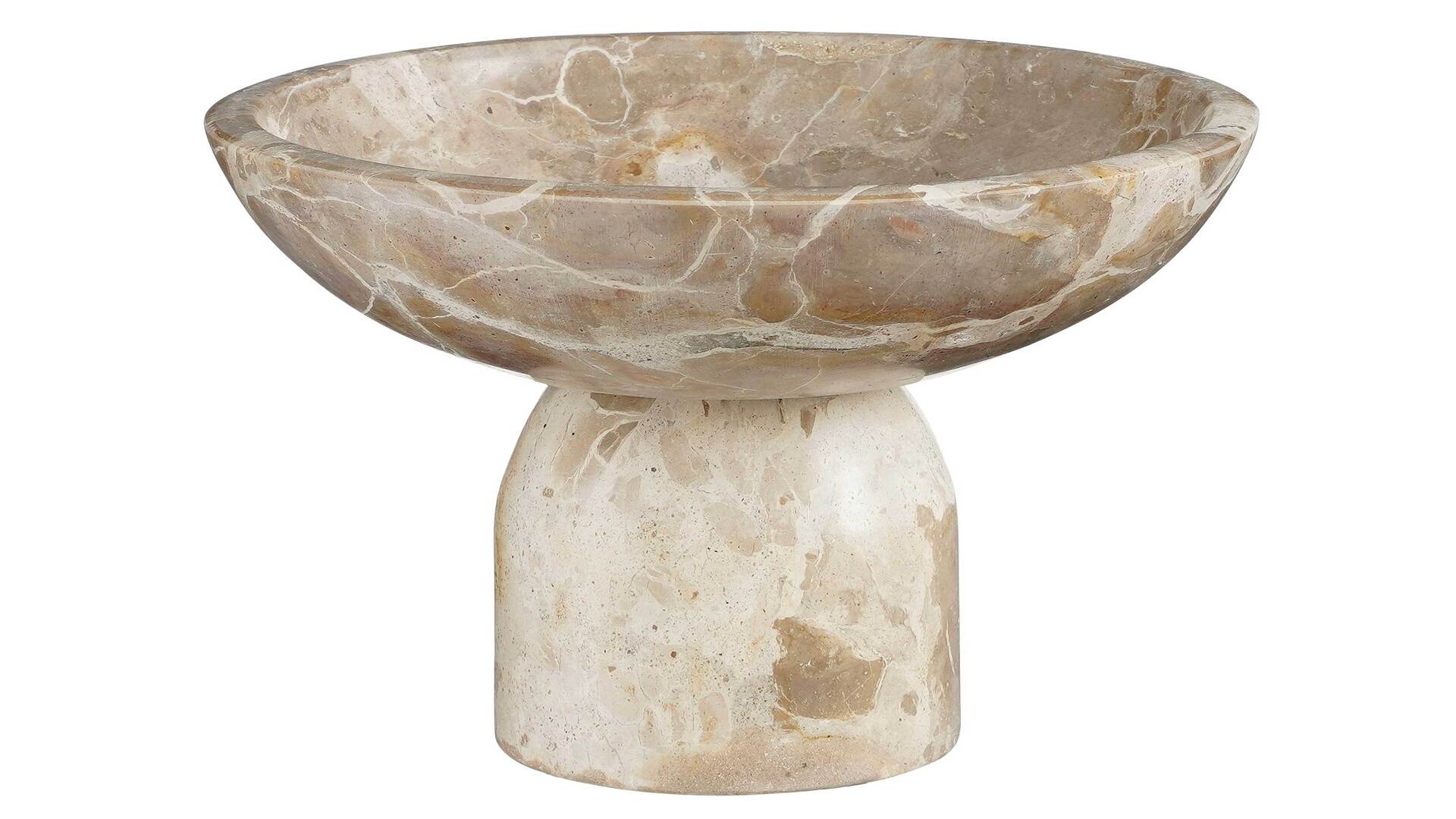 Schale Finnus auf Fuß beige marmorierter Marmor