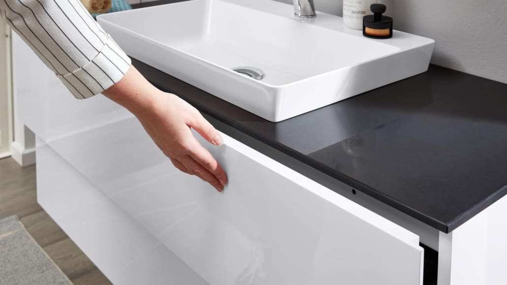 Unterschrank Schublade Weiß Hochglanz Badezimmer