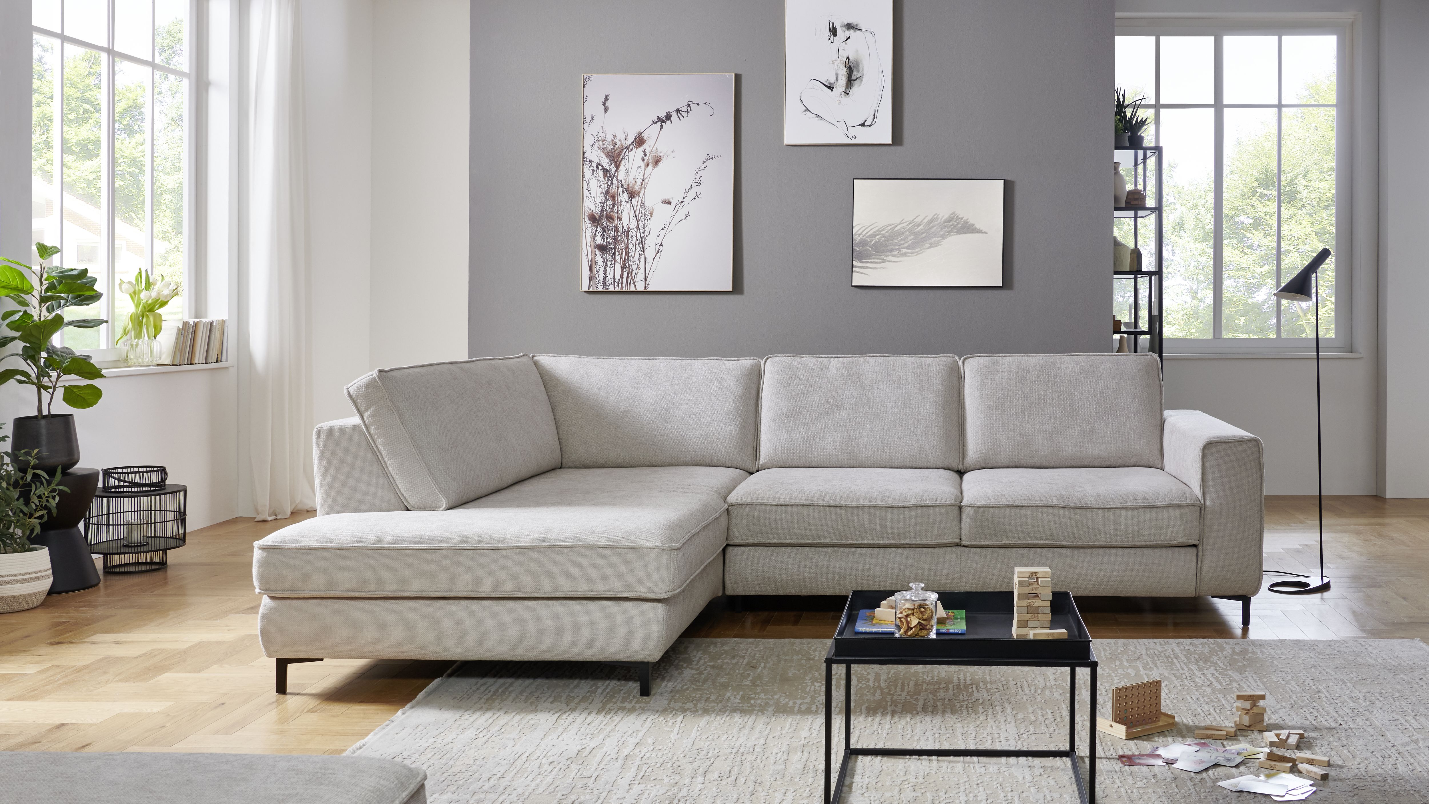 Ecksofa in Natur – modernes Design und hoher Komfo