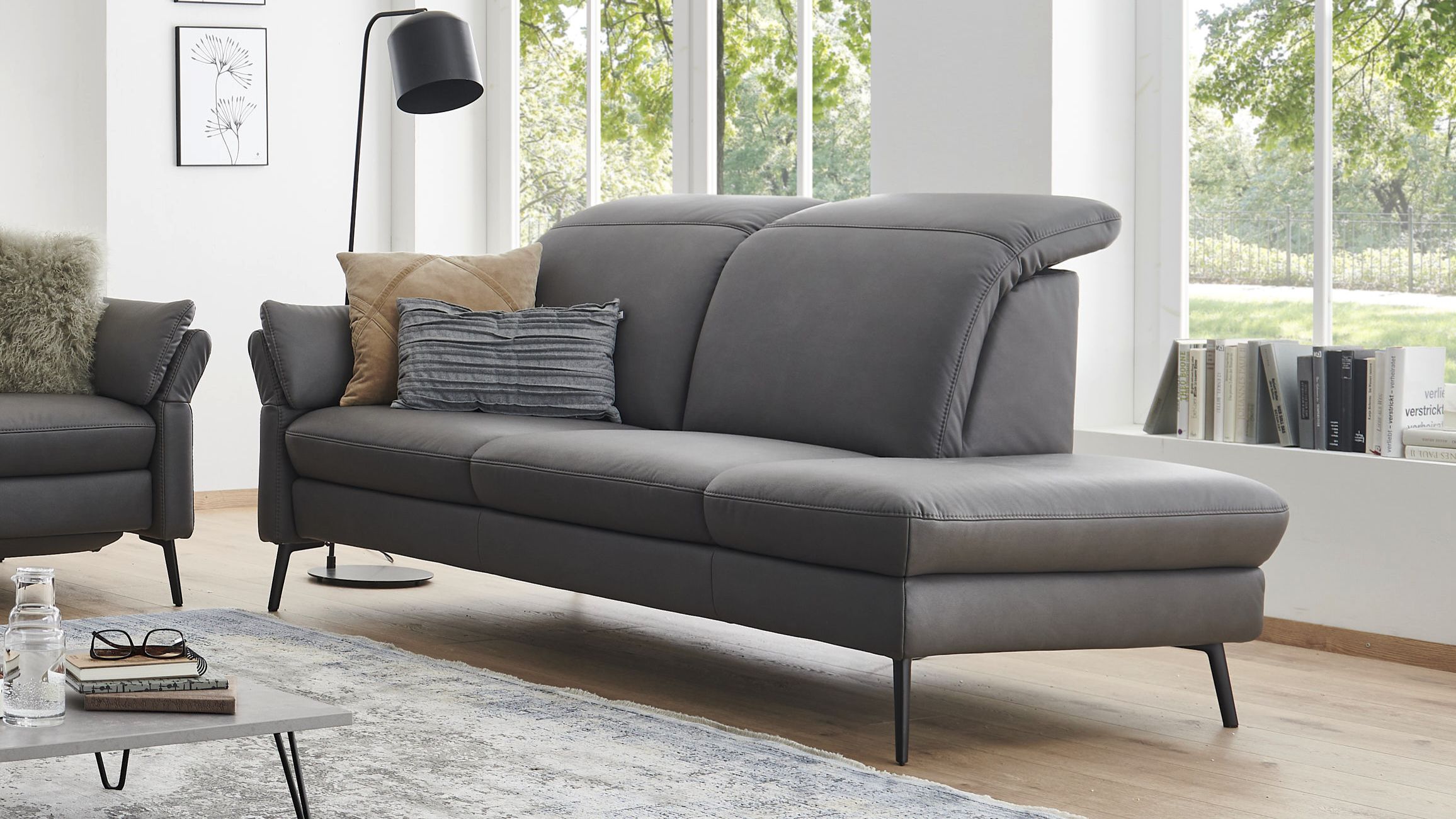 Recamiere Stoff Grau