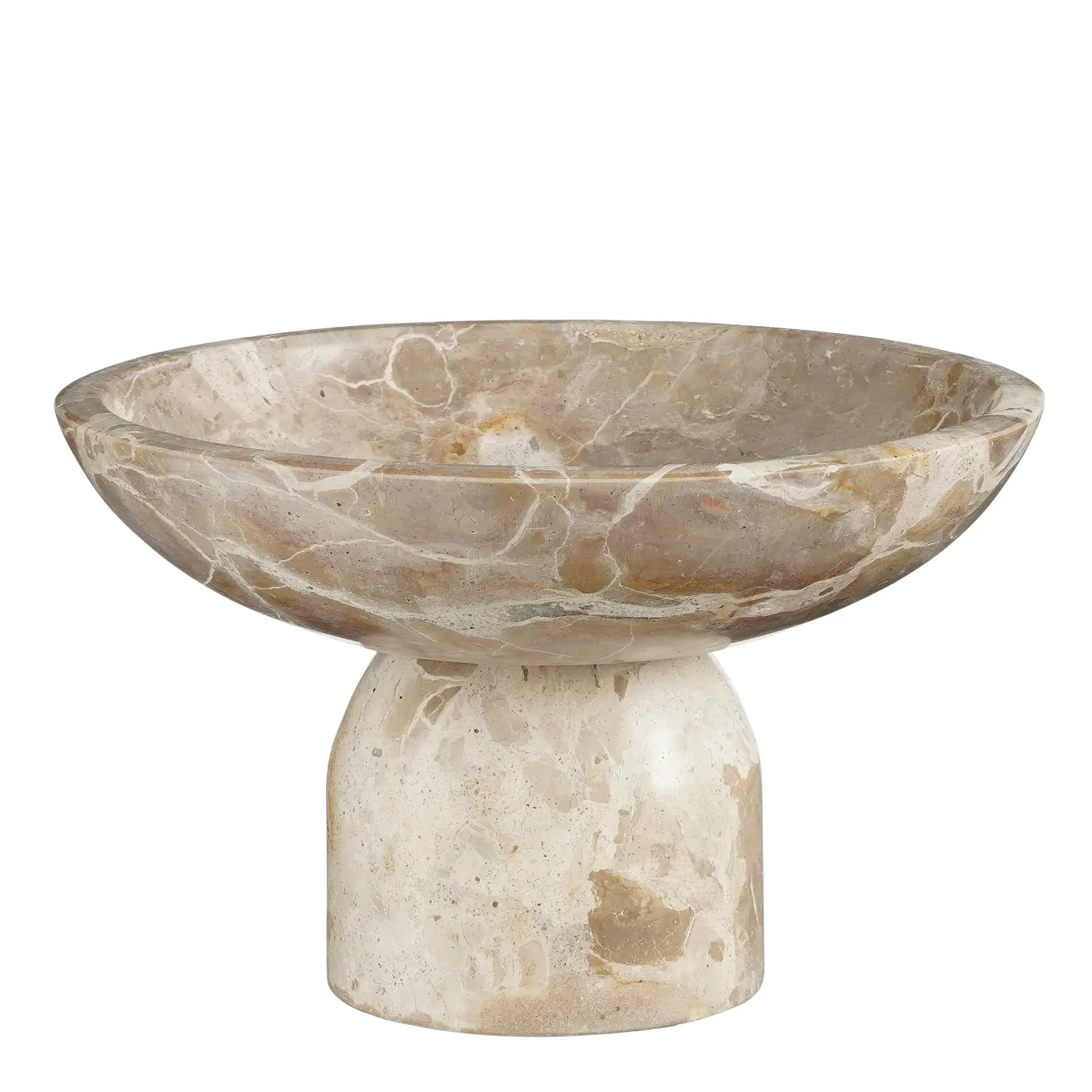 Schale Finnus auf Fuß beige marmorierter Marmor
