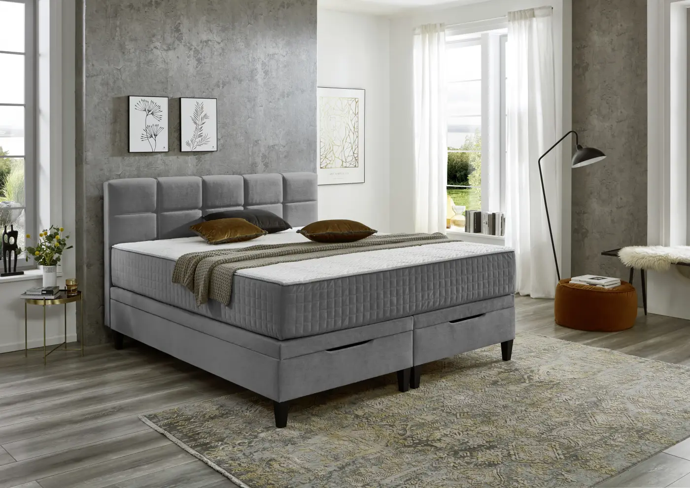 Boxspringbett 180x200 cm – Grau