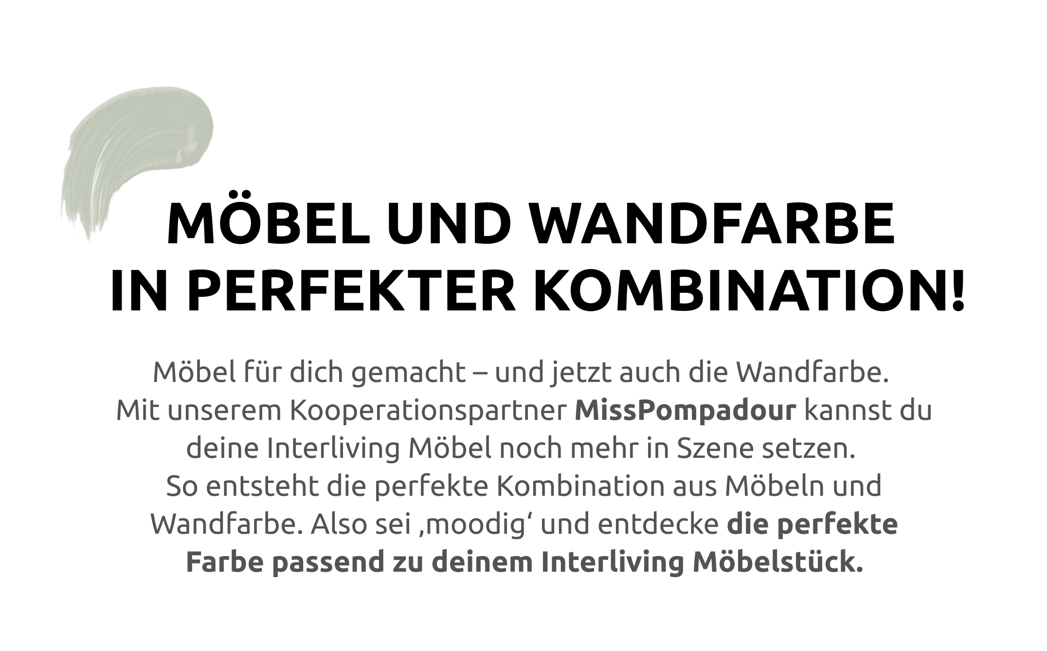 Text "Möbel und Wandfarbe in perfekter Kombination"