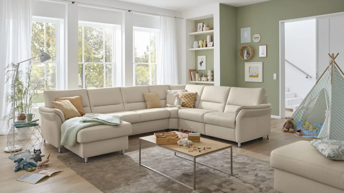Großzügige Wohnlandschaft aus Leder – Eleganz trif
