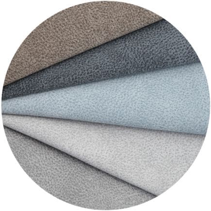 Leder in Braun, Dunkelblau, Hellblau, Hellgrau und Dunkelgrau