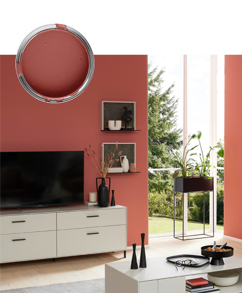 Dunkelrote Wandfarbe