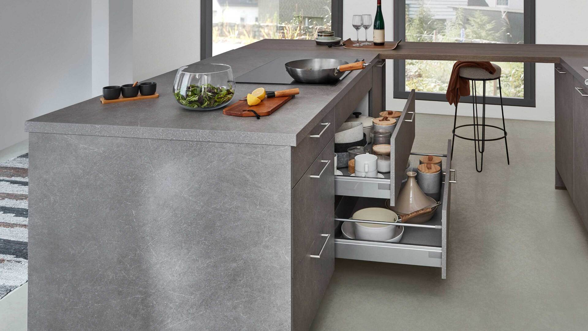 nobilia® Einbauküche Stone Art mit Einbaugeräten