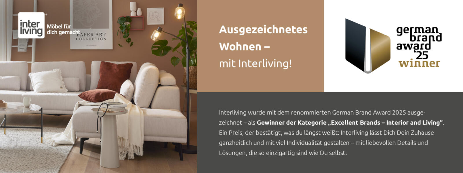 Ausgezeichnetes Wohnen mit Interliving, german brand award 25, winner