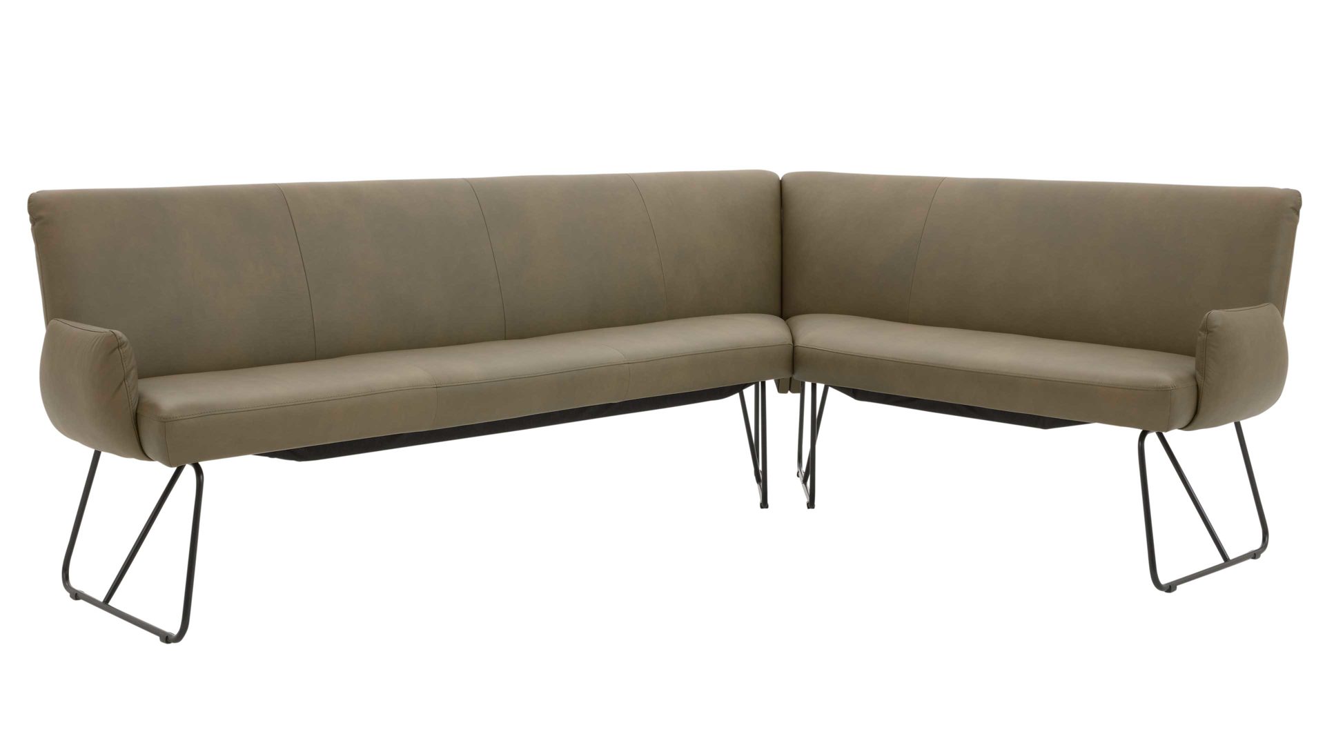 Eckbank aus Leder in Dunkelgrün