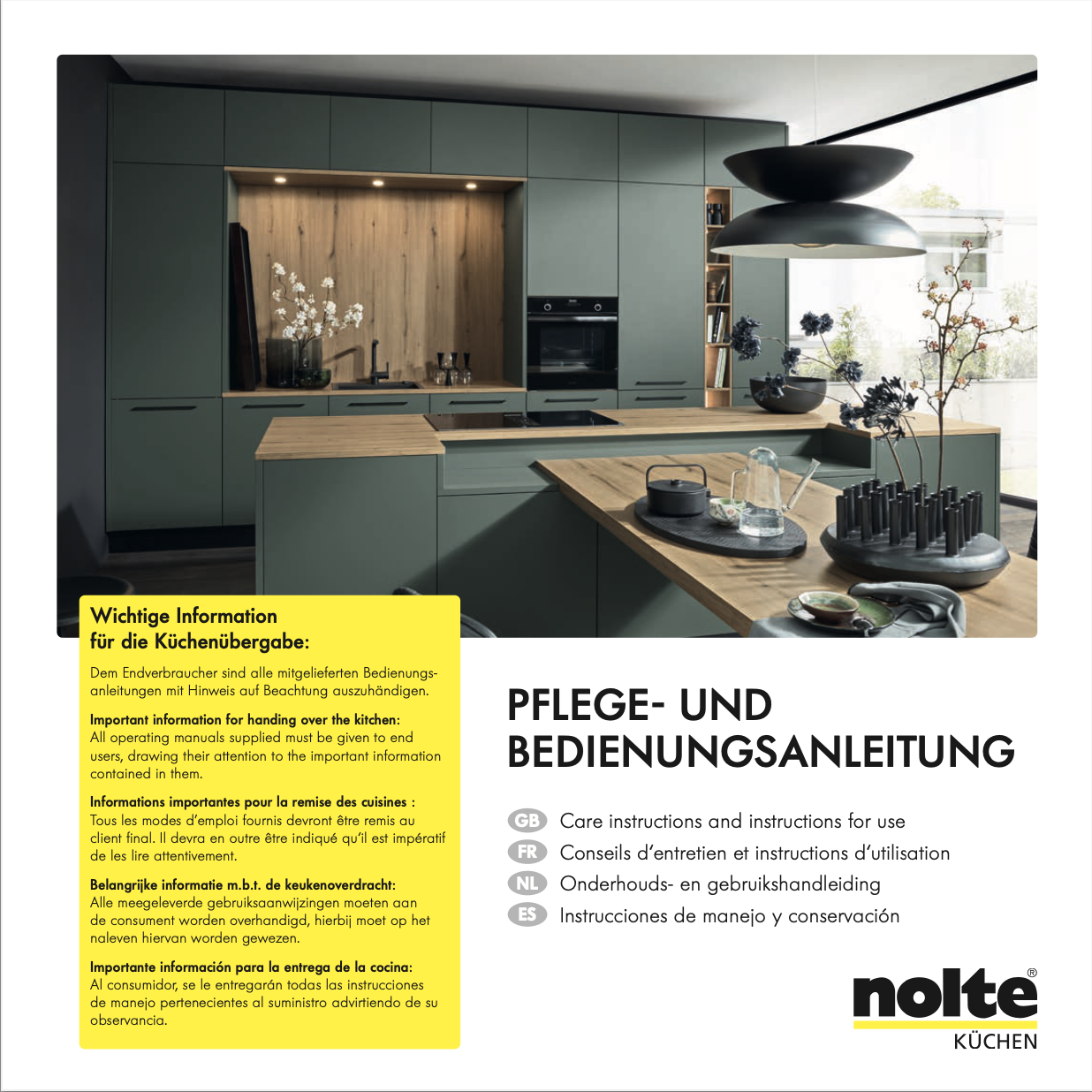 Informationsbild "Pflege-& Bedienungsanleitung"