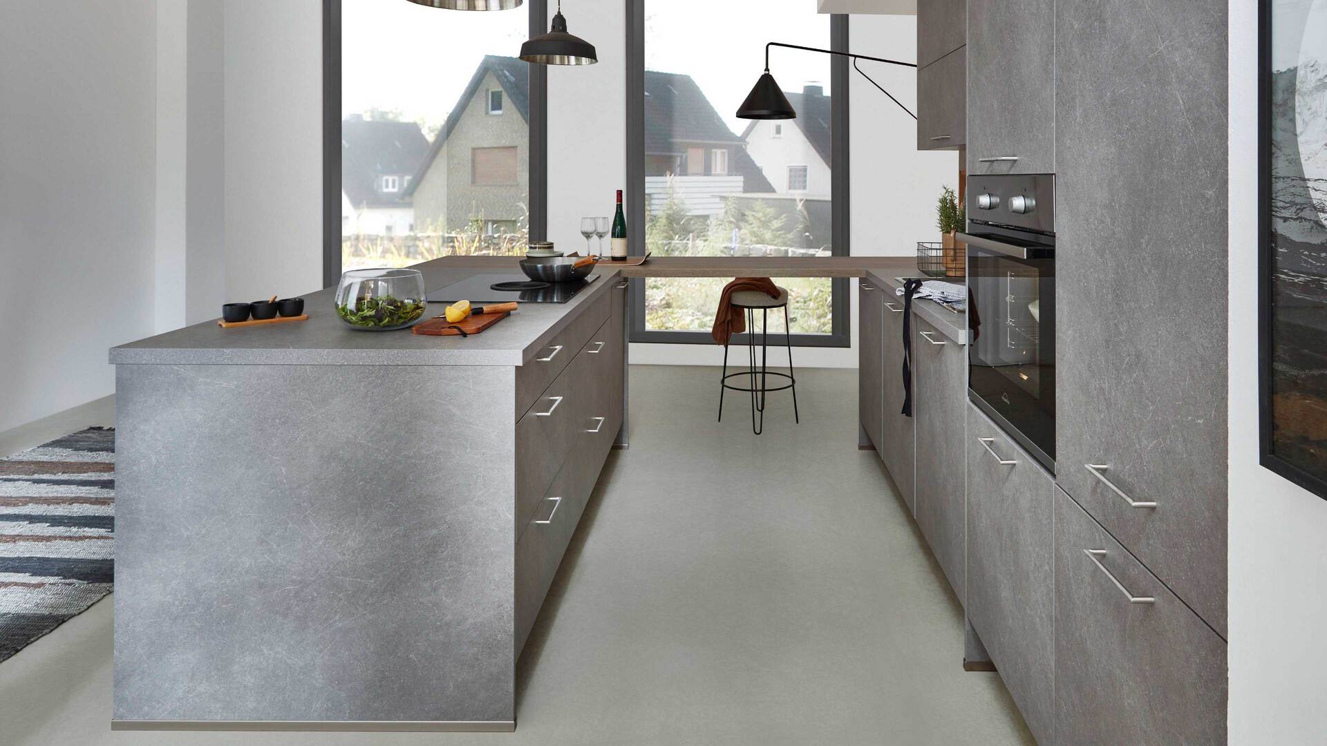 nobilia® Einbauküche Stone Art mit Einbaugeräten