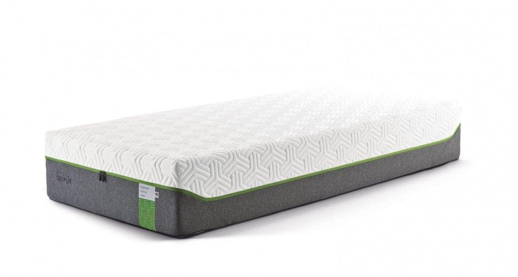 Matratze mit grauer Oberfläche und dunkelgrauem Boden