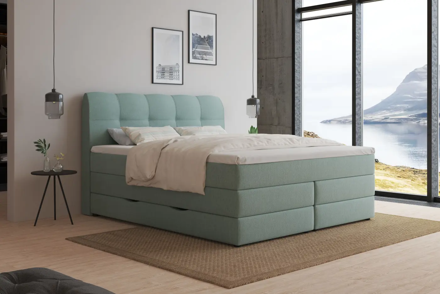 Boxspringbett mit Stauraum und Kaltschaum-Topper