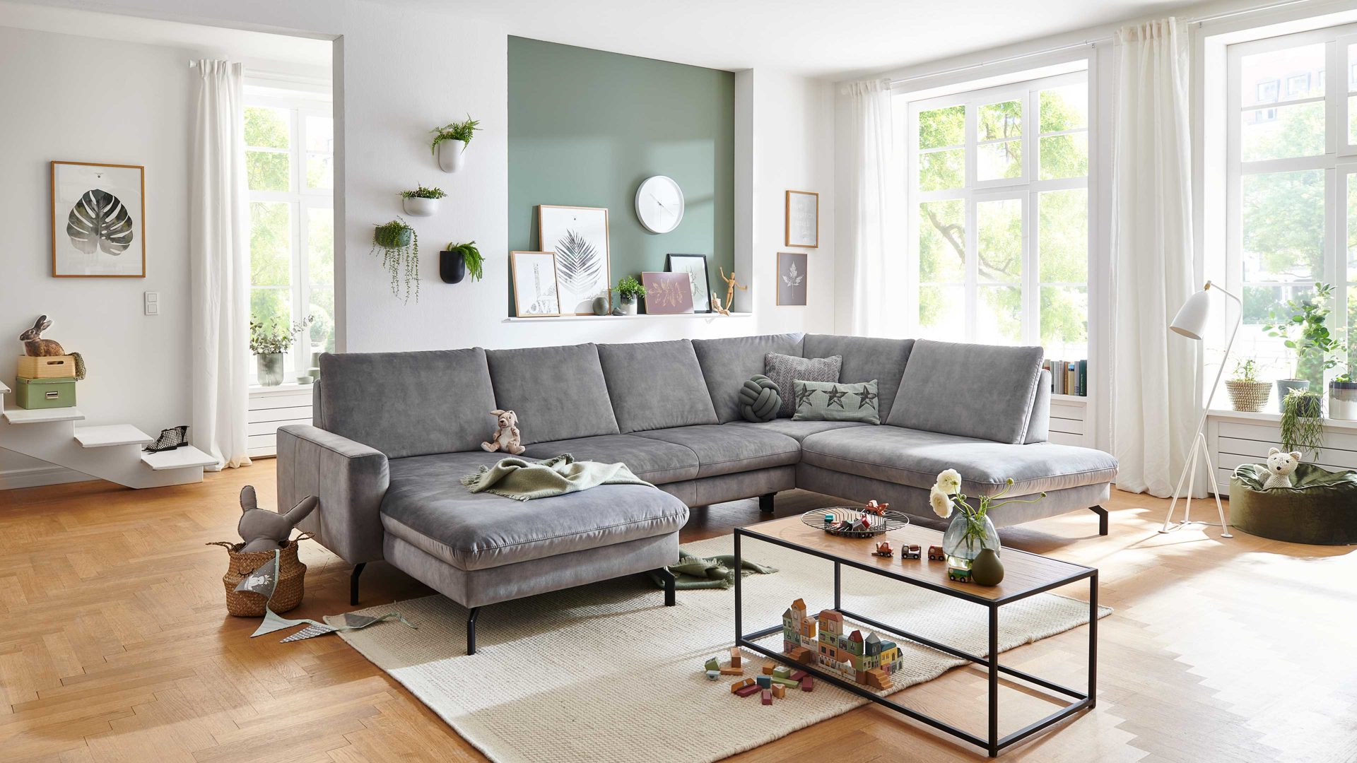 Ecksofa in Grau