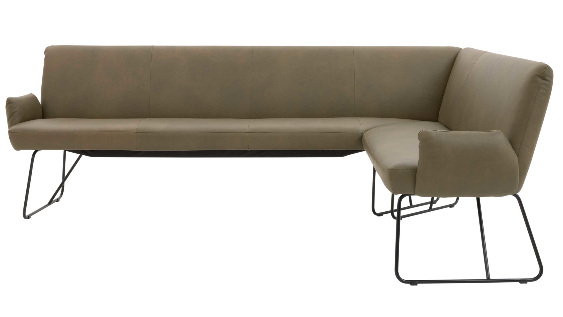 Eckbank aus Leder in Dunkelgrün