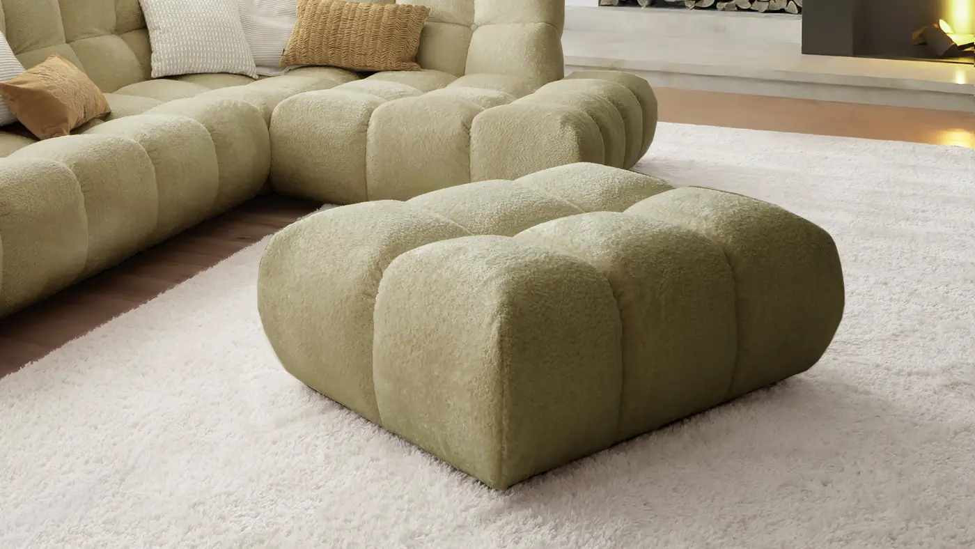 Hocker in Feincord Oliv – komfortabel & stilvoll