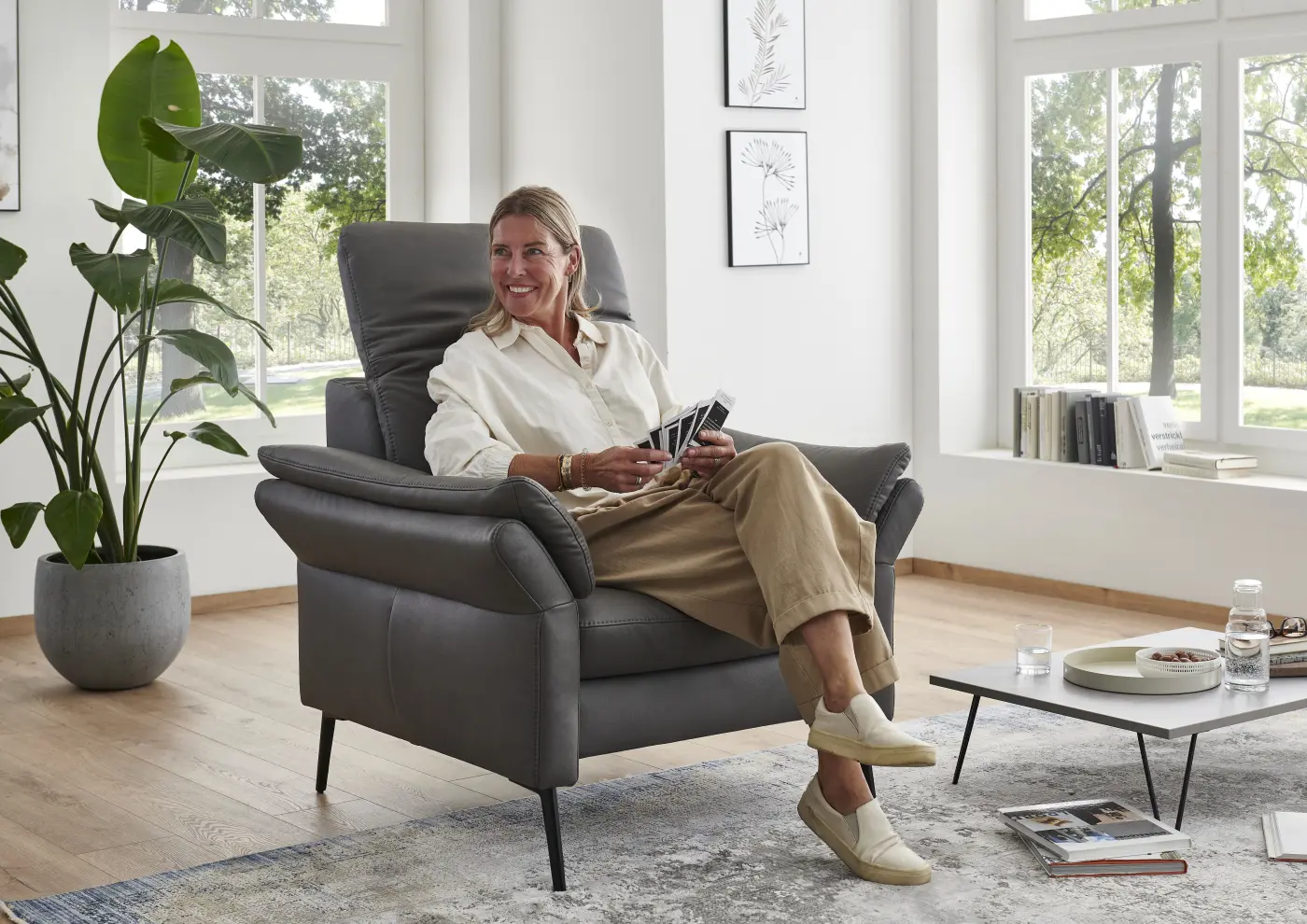 Relaxsessel Stoff Grau