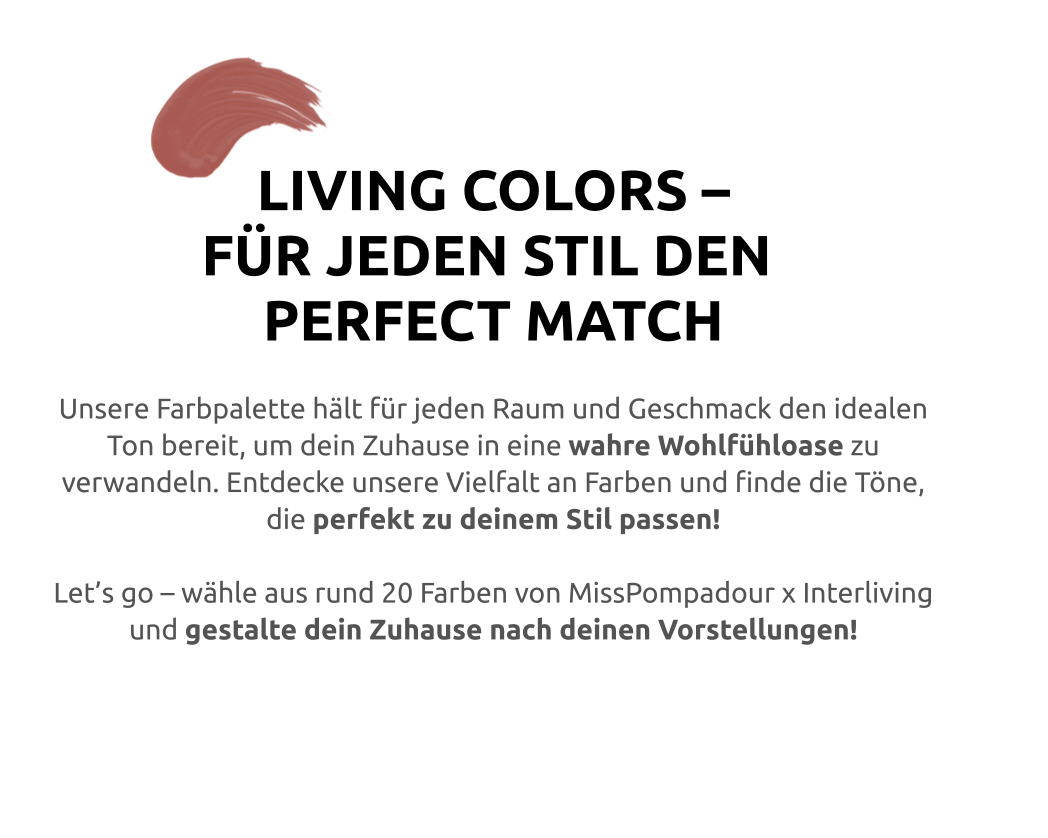 Text "Living Colors - Für jeden Stil den Perfect Match"