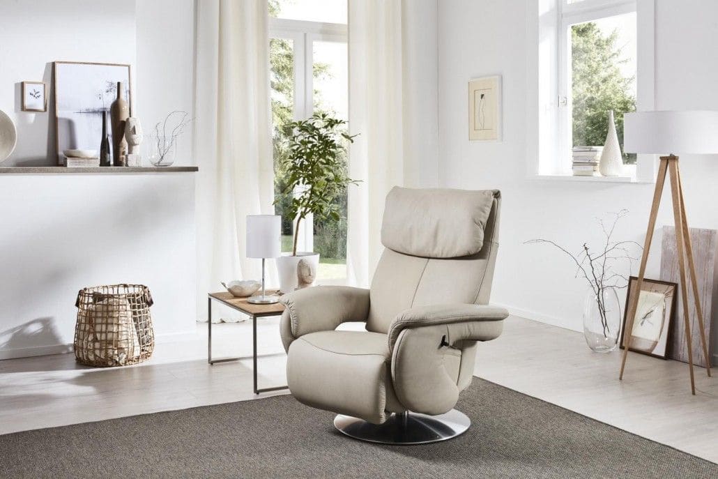 Einzelsessel, beige, in Lederoptik