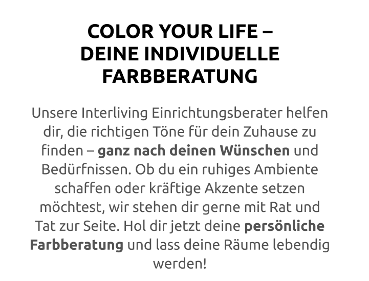 Text "Color your Life - deine individuelle Farbberatung"