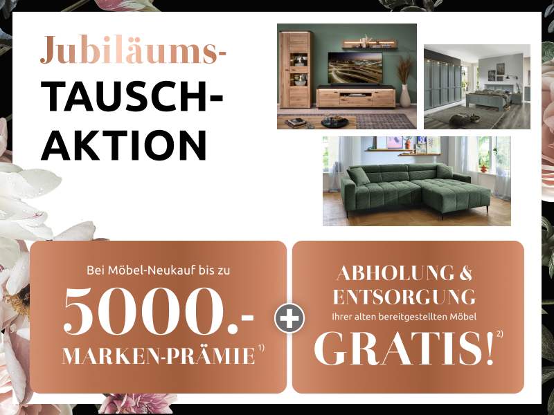 Jubiläumsaktion Küchen, Rose in der linken oberen Ecke