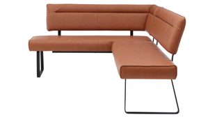 Eckbank Lederoptik in dunklem Orange