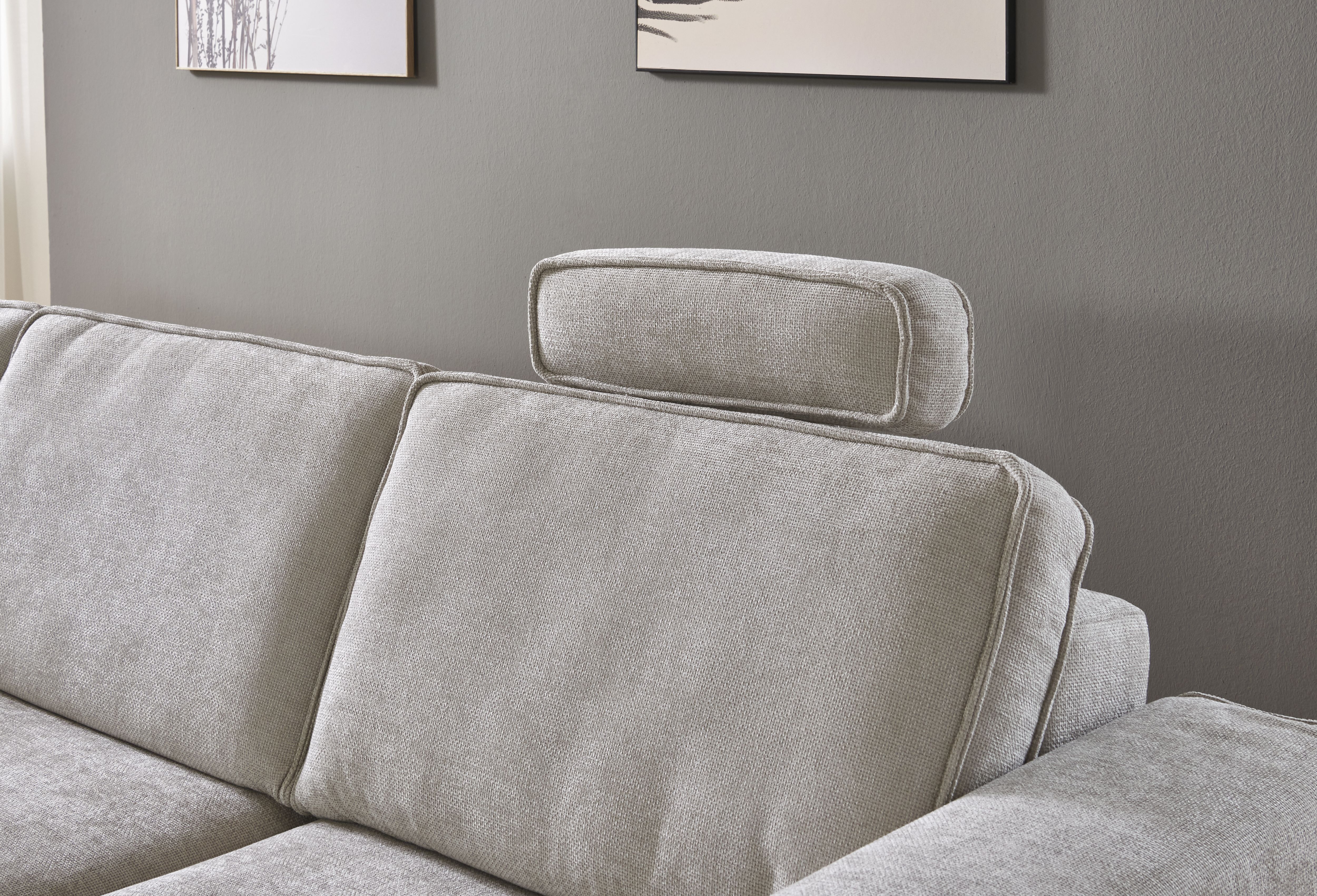 Ecksofa in Natur – modernes Design und hoher Komfo