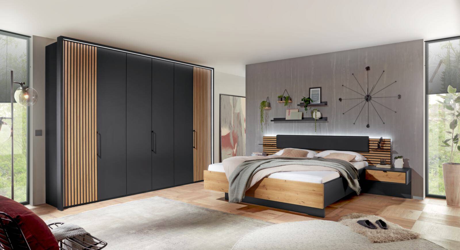 Schlafzimmer-Set in edlem Graphit