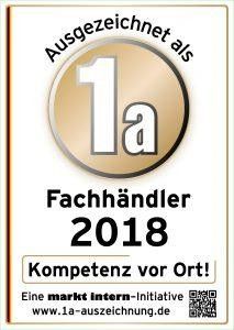 1a Fachhändler 2018 Auszeichnung