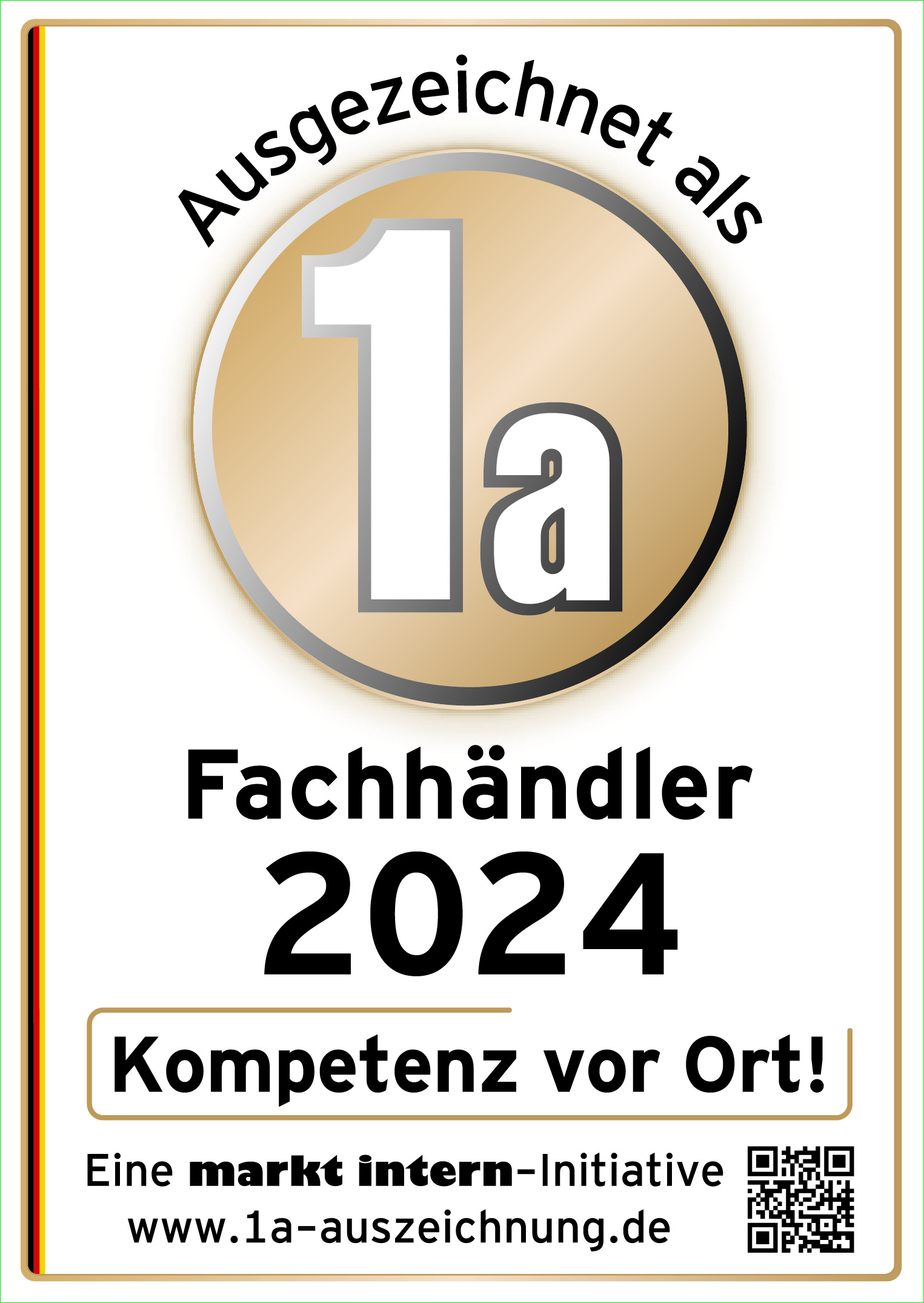 1a Fachhändler 2024 Auszeichnung