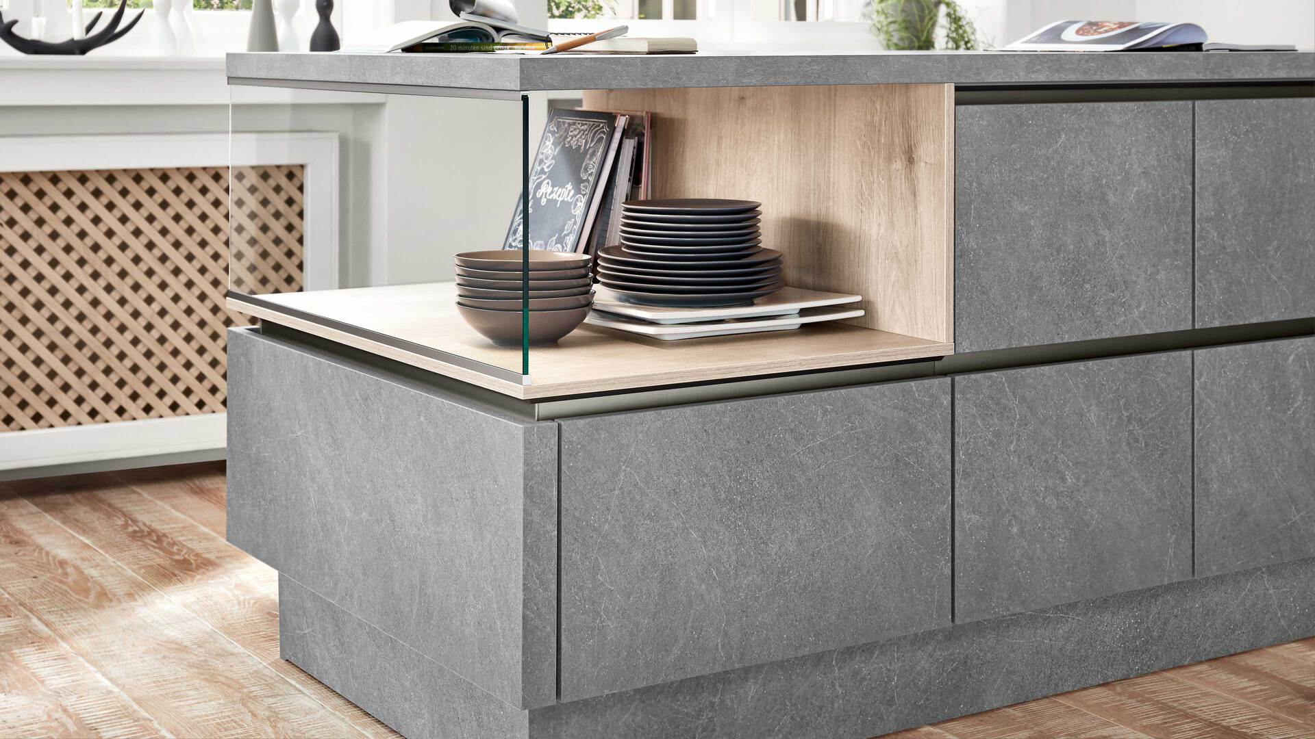 nobilia® Einbauküche Stone Art mit Einbaugeräten