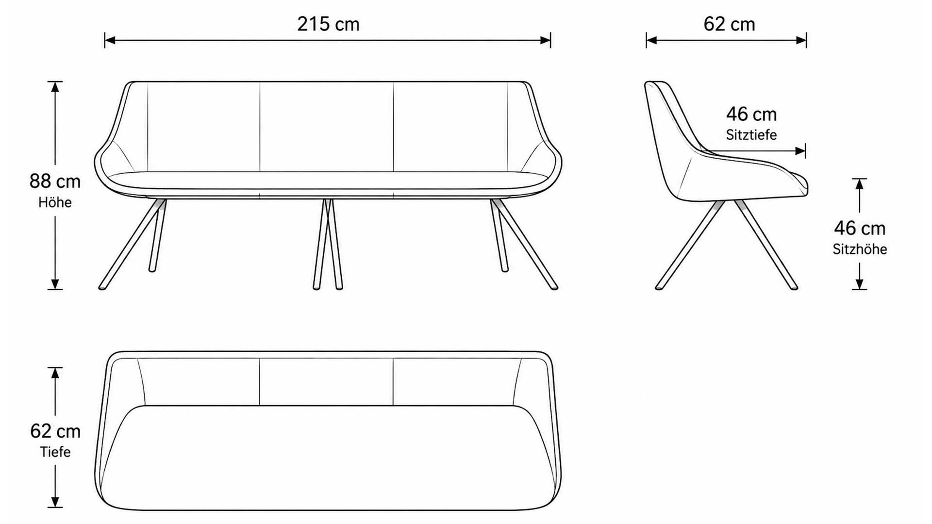 Interliving Esszimmer Serie 5115 - Polsterbank mit Lederbezug