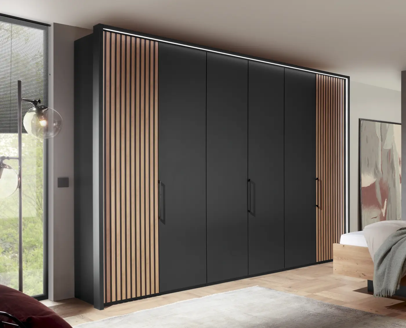 Drehtürenschrank in edlem Graphit