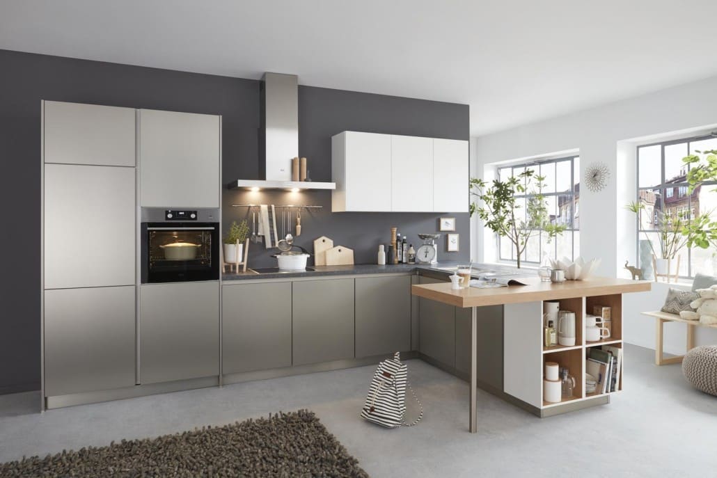 Graue, moderne Küche